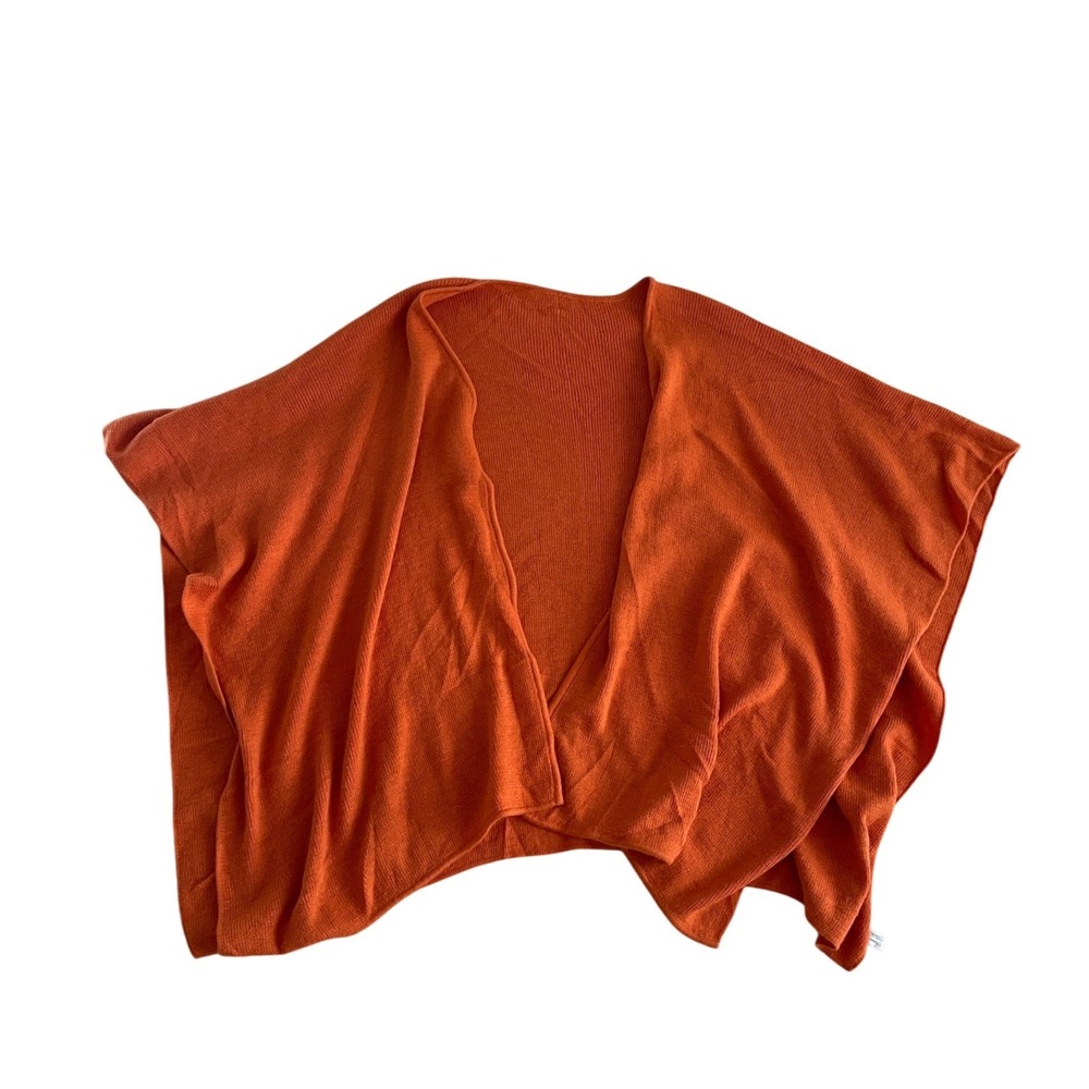 Alpaca Fina Orange Knit Shawl Wrap Cardigan Made in Peru XL